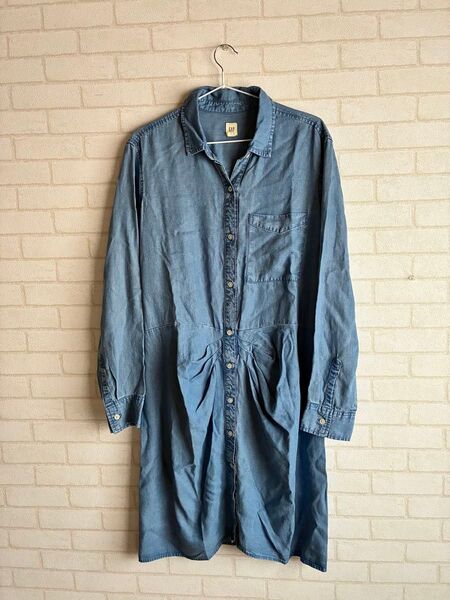 GAPデニムブルー 長袖 シャツワンピースLサイズ