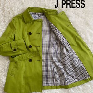 J.PRESSレディース トレンチコート ダブル コートグリーンM