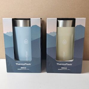 【新品】サーモフラスクスタックタンブラー 500ml アイボリー&ライトブルー 2個set