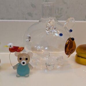 ガラス細工 4点セット 一輪挿し