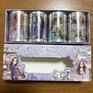 未使用 ハートビート4巻セット PET 防水 DIY クラフト シール 海外 コラージュ ステッカー