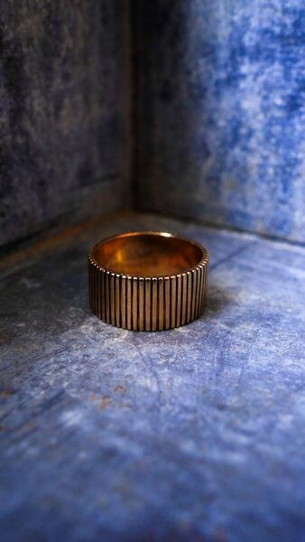 【VINTAGE】TIFFANY&Co. ティファニー コインエッジ ワイドバンドリング《K14 イエローゴールド ヴィンテージ》