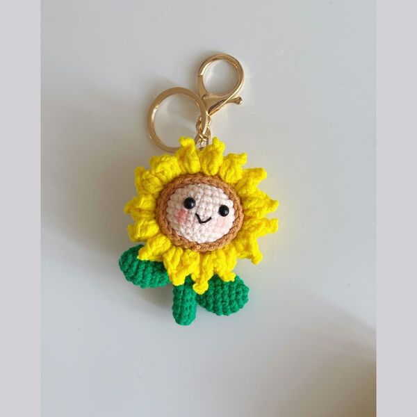 ひまわり キーリング 編み物 ハンドメイド