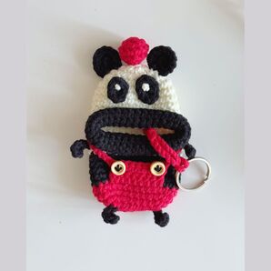 ハンドメイド パクパクモンスター パンダ キーケース あみぐるみ イヤホン収納