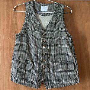 新品・タグ付きprit チェック柄 リネン 100% ベスト