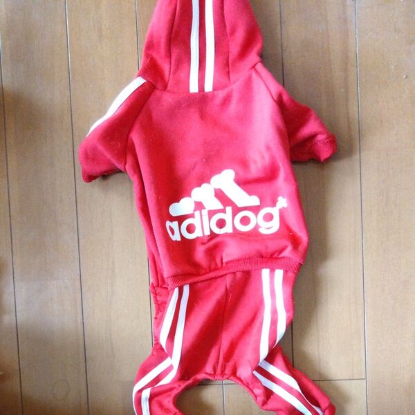 中古品 犬用 服 ドッグウェア 赤 裏起毛 2XL