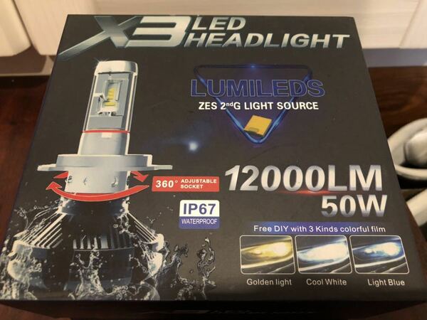 送料無料PHILIPS チップ X3 LEDヘッドライト フォグランプ 車検対応 12000LM LED H7 3000k 6500k
