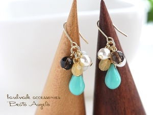 *+angelo+ Czech Drop . smoky quartz. earrings (p-508) turquoise G d001 natural stone amazo Night titanium resin earrings 