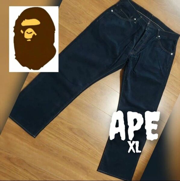 1【美品】1点限定 A BATHING APE アベイシングエイプ コーデュロイパンツ スターステッチ XLサイズ 日本製
