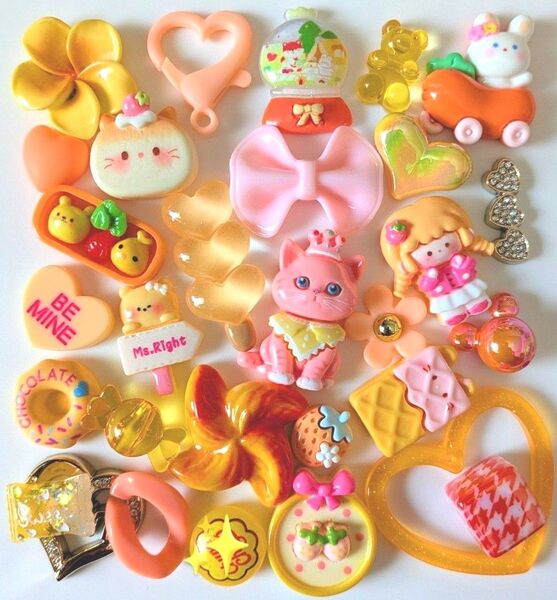 ☆デコパーツまとめ売り☆オレンジmix