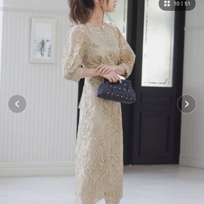 preferir 刺繍レース バックリボン ドレス L