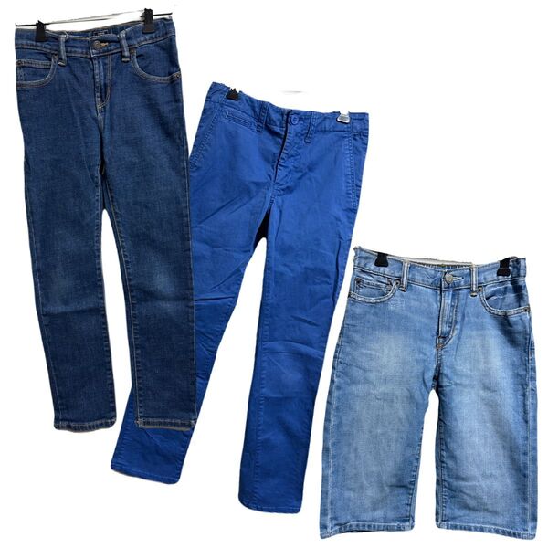 GAP キッズ ボトムス 3点セット140 男の子 デニムパンツ ブルー カラーパンツ ハーフパンツ イージーパンツ