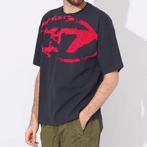 【新品】DIESEL ディーゼル/オーバルDロゴ フロッキープリントTシャツ半袖 XLサイズ