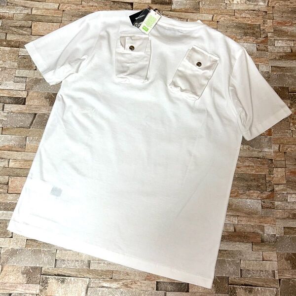 【新品】DIESEL ディーゼル/クルーネック オーバーサイズ バックポケットデザインTシャツ 半袖 Sサイズ
