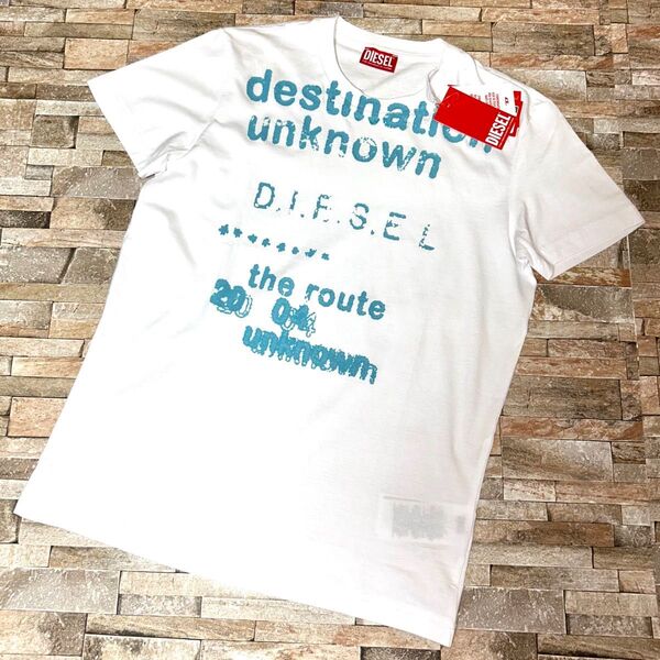 【新品】DIESEL ディーゼル/クルーネック クラックプリント Tシャツ カットソー 半袖 Sサイズ