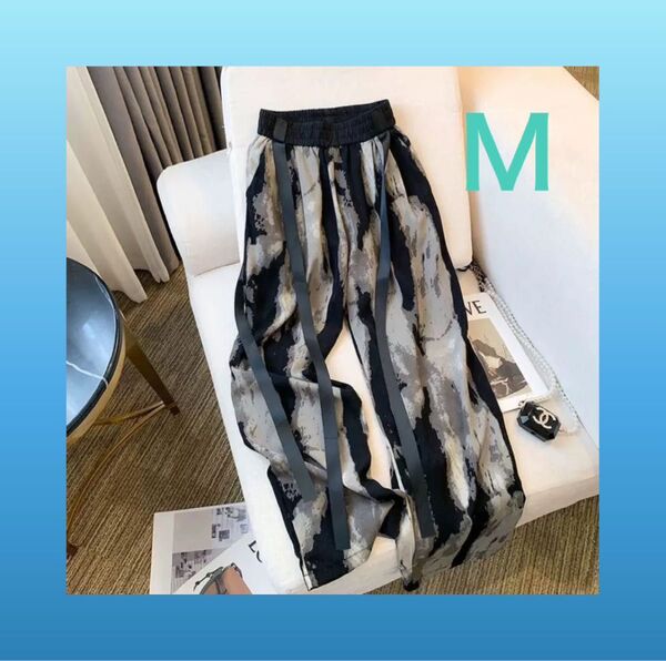 ワイドパンツ イージーパンツ Mサイズ アイスシルク ガウチョパンツ モノトーン 韓国 オルチャン 人気、XL・L・M