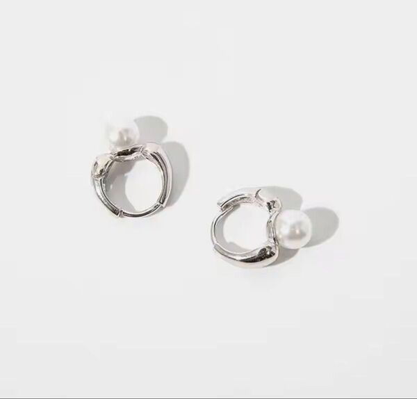 ピアス ミニパール シルバー フープ