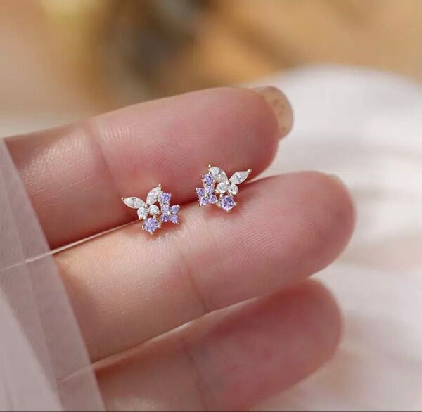 ピアス ラベンダー バタフライ