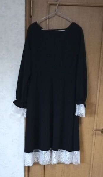 黒のワンピース レース レディース XL