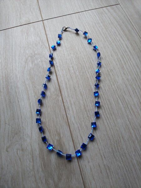 ①ブルー ネックレス ハンドメイド アクセサリー シンプル