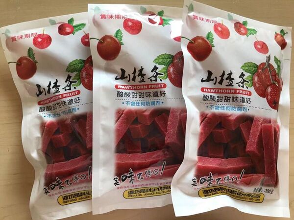 山査条 サンザシスティック 山査子 さんざし 中華お菓子 200g X 3袋セット