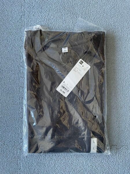 【新品未使用】GU(ジーユー)ドライポンチT(5分袖)L / DARK GLAY
