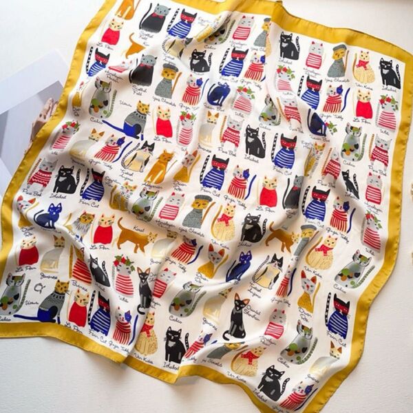【新品】 大判スカーフ 猫スカーフ CAT 上品 バックチャーム