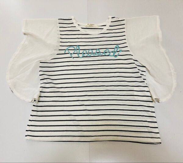 Mc sister エムシーシスター 半袖 Tシャツ ss 140 145 135 白 アイボリー シフォン ボーダー 女の子