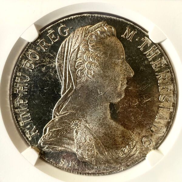 【高鑑定】1780年 オーストリア マリア テレジア ターラー 銀貨 NGC PF66 CAMEO アンティーク モダン コイン