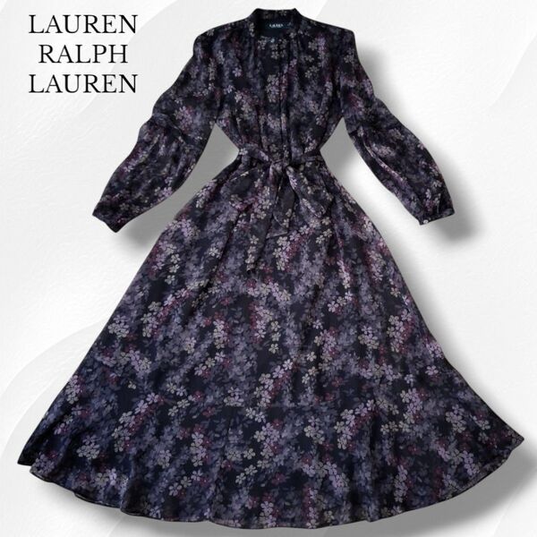 LAUREN RALPH LAUREN ローレンラルフローレン ワンピース 花柄 ベルト リボン シアー