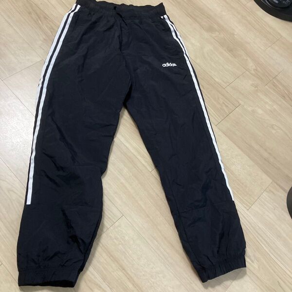 adidas ナイロンパンツ 黒 スリーストライプ ジャージ サイズXL