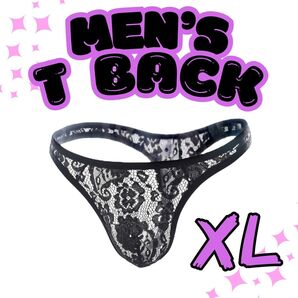 メンズTバック 黒レース XL セクシー 透け 下着 フェティッシュ 男の娘 女装男子 ナイト用 軽拘束 ご褒美インナー エロ