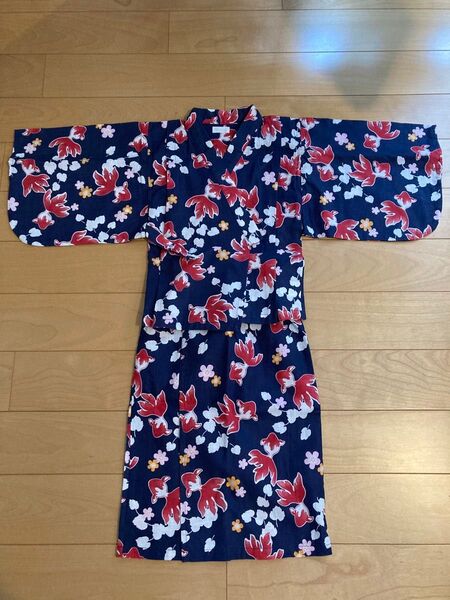 美品 combi mini コンビミニ 浴衣 甚平 100-110サイズ 女の子 紺色 ネイビー セパレート