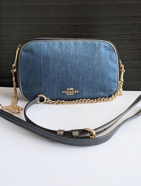 コーチ coach ショルダーバッグ デニム チェーン
