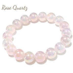 ローズクォーツレインボーオーラ☆パワーストーンブレスレット