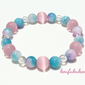 キャッツアイ☆花翡翠☆水晶 パワーストーン ブレスレット