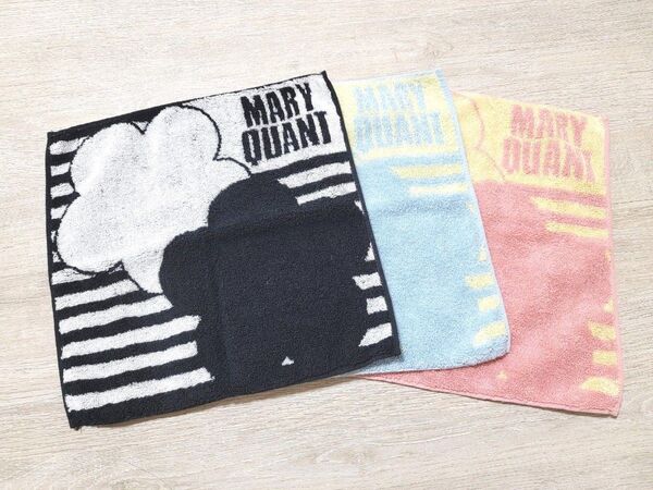 ☆マリークヮント☆MARY QUANT♪ミニタオル3枚セット/ハンドタオル タオルハンカチ ボーダー ロゴ