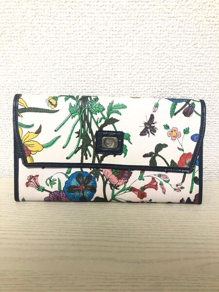 長財布 レザー/キルティングキャンバス フローラ マルチカラー