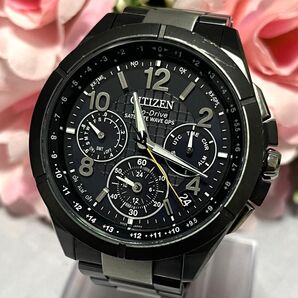 【美品】シチズン アテッサ ブラックチタン サテライトウェーブ ソーラー電波