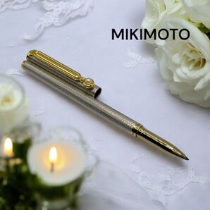 新社会人【MIKIMOTO】ミキモト 一粒パール刻印 キャップ式ボールペン シルバー
