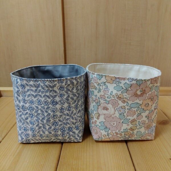 36 ハンドメイド 小物入れ ファブリックバスケット リバティプリント ミナペルホネン 布箱 布バスケット 収納 2点セット