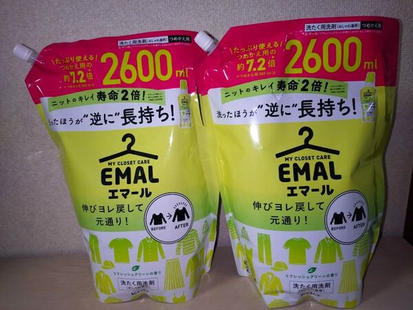 花王 エマール リフレッシュグリーンの香り つめかえ用 2600ml 2個セット