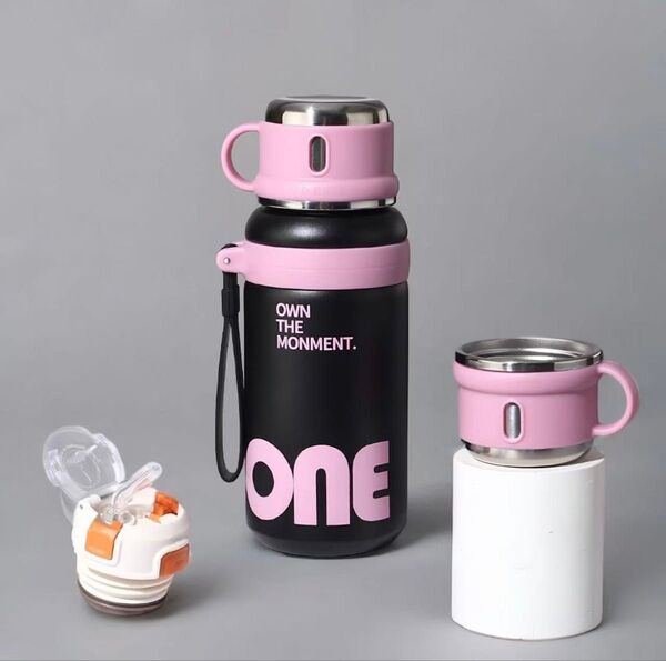 水筒ステンレス3wayストロー直飲みコップ マグボトル 保温保冷 (600ml)