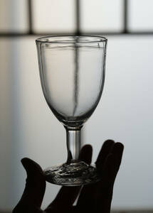 手吹きガラスのゴンドラ型のビストログラス / 19世紀・フランス / アンティーク 古道具 ワイングラス 硝子 E