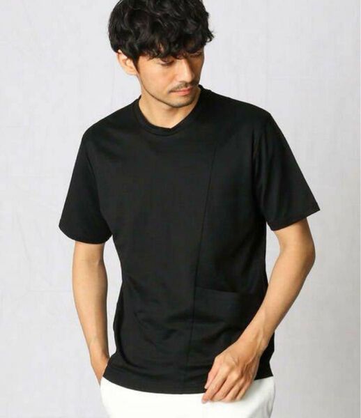 コムサメン 定番 麻Tシャツ ブラック