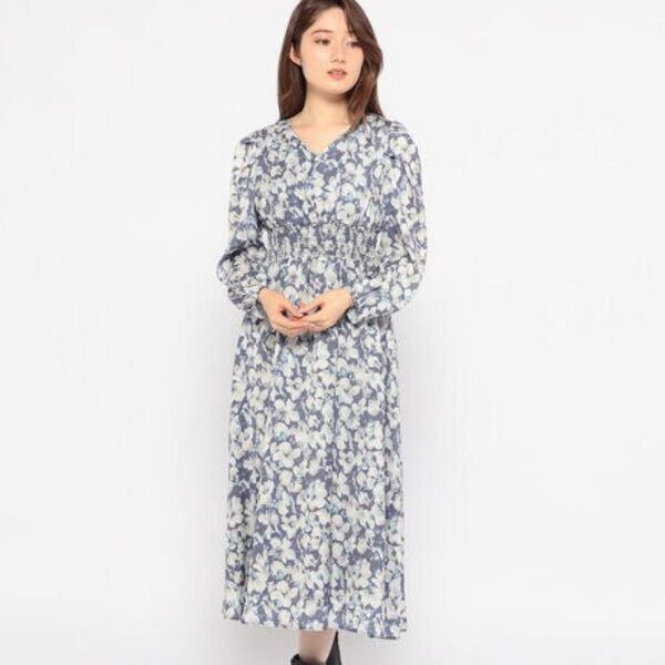 Misch Masch ミッシュマッシュ ぼかしフラワーロングワンピース