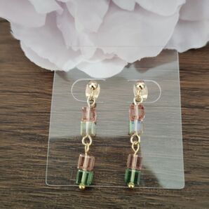 キューブデザインビーズのピアス ピアス部品ステンレス