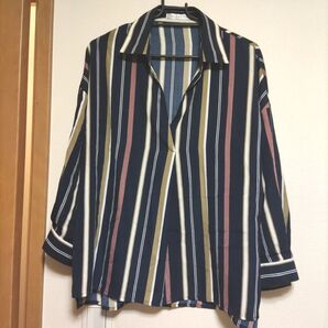 おしゃれな ストライプシャツ Lサイズ