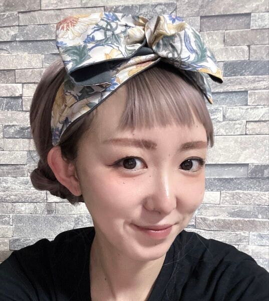 ワイヤー入りリボンターバン 花柄
