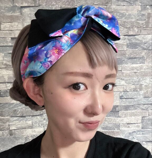 ワイヤー入りターバン 花柄